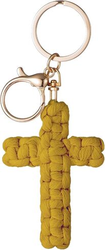 Macrame Cross Keychain,Jesus Key Chain Christian Car Accessories Handmade Soft Cross Keychain Boho Decor for Women Men Gifts in Saudi Arabia