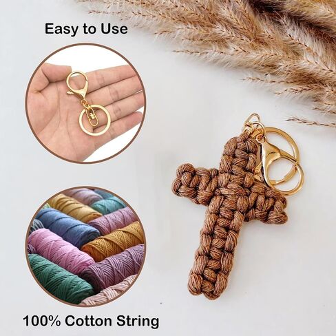 Macrame Cross Keychain,Jesus Key Chain Christian Car Accessories Handmade Soft Cross Keychain Boho Decor for Women Men Gifts in Saudi Arabia