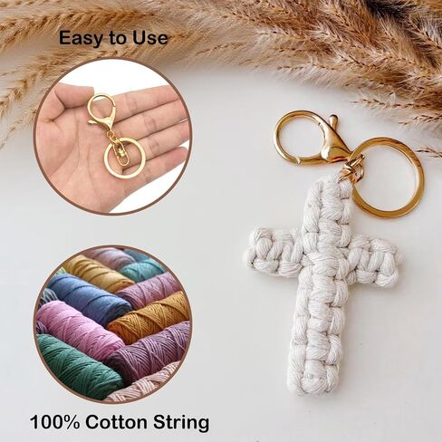 Macrame Cross Keychain,Jesus Key Chain Christian Car Accessories Handmade Soft Cross Keychain Boho Decor for Women Men Gifts in Saudi Arabia