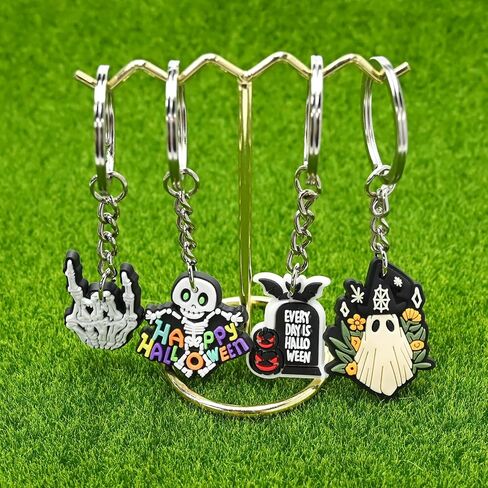 50PCS Halloween Keychain, Lot Horro Ghost Pumpkin Spooky Skeleton Keychains for Halloween Gifts in Saudi Arabia