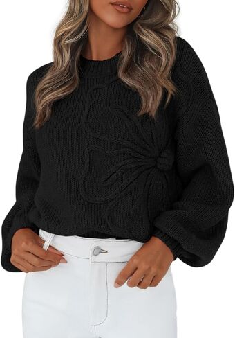 PRETTYGARDEN Womens Sweaters 2025 Fall Fashion Long Sleeve Crewneck Floral Knit Pullover Sweater Tops Winter Clothes in Saudi Arabia