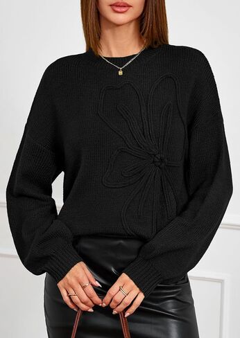 PRETTYGARDEN Womens Sweaters 2025 Fall Fashion Long Sleeve Crewneck Floral Knit Pullover Sweater Tops Winter Clothes in Saudi Arabia