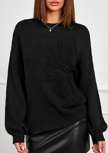 PRETTYGARDEN Womens Sweaters 2025 Fall Fashion Long Sleeve Crewneck Floral Knit Pullover Sweater Tops Winter Clothes in Saudi Arabia