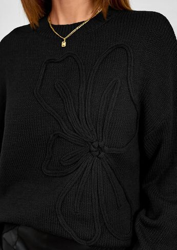 PRETTYGARDEN Womens Sweaters 2025 Fall Fashion Long Sleeve Crewneck Floral Knit Pullover Sweater Tops Winter Clothes in Saudi Arabia