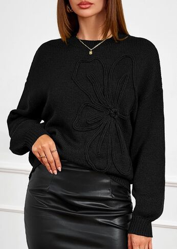 PRETTYGARDEN Womens Sweaters 2025 Fall Fashion Long Sleeve Crewneck Floral Knit Pullover Sweater Tops Winter Clothes in Saudi Arabia