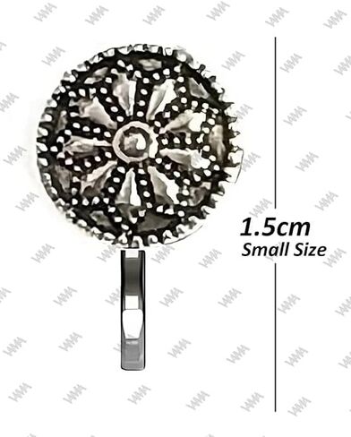 CHARMAURA Non Piercing Traditional Indian Nosepin Pressing Type Clip On Oxidized Black Silver Nose Ring Pin Stud For Women (1.5cm, Black Metal Silver) in Saudi Arabia