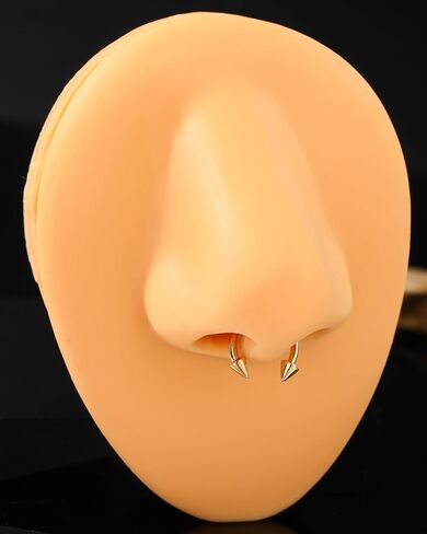 REMSEEN 14K حلقات الحاجز الذهبي الصلبة 16G SPIKE SEPIKE Jewelry 14K الذهب الأصفر Daith Jewelry Jewelry Horseshoe Labret Ring 14kt Percing Jewelry for Women Men in Saudi Arabia