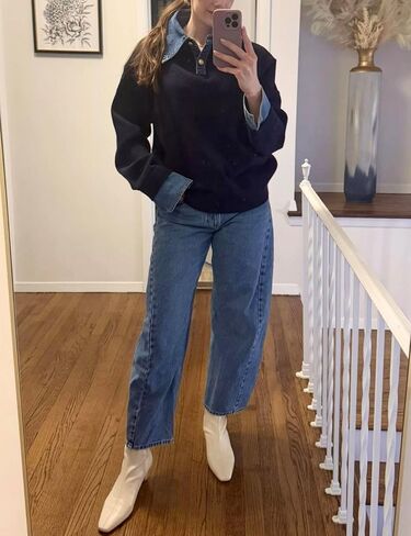 Womens Denim Lapel Sweater Oversized Long Sleeve Button Down Polo Knit Pullover Sweaters 2025 Fall Outfits in Saudi Arabia