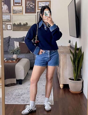 Womens Denim Lapel Sweater Oversized Long Sleeve Button Down Polo Knit Pullover Sweaters 2025 Fall Outfits in Saudi Arabia