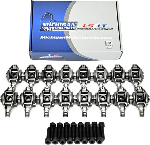 Michigan Motorsports Gen V Rocker Arm Kit مع ترقية تم تثبيت Trunnions - Fits 2014+ 5.3l 6.2l LT1 LV3 L83 L86 L82 L84 L87 in Kuwait