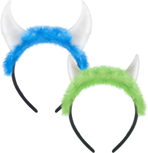 NORME 2 PCS أشعث وحوش العقال مجموعة ناعمة ناعمة الوحش الأذنين شعر فروي فروي أفخم زرقاء أخضر هالووين الشعر لعصابة أزياء الهالوين in Saudi Arabia