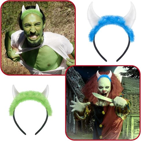 NORME 2 PCS أشعث وحوش العقال مجموعة ناعمة ناعمة الوحش الأذنين شعر فروي فروي أفخم زرقاء أخضر هالووين الشعر لعصابة أزياء الهالوين in Saudi Arabia