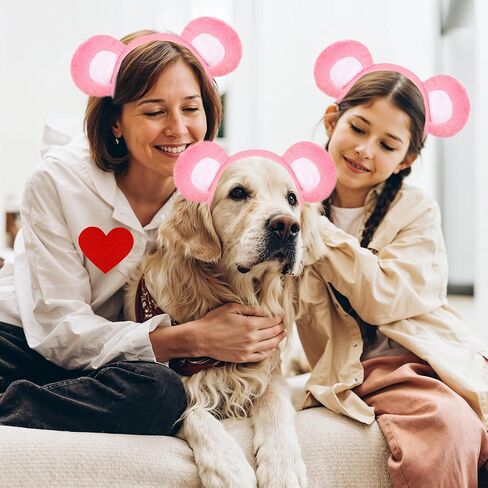 Bear Ears Headband and Tail Set for Adult and Kids, Bear Costume Animal Ears Costume with Red Heart Patch Accessory Set in Saudi Arabia