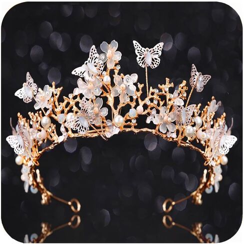Kilshye Queen Crown Gold Tiaras and Crowns Butterfly Rhinestone Tiara Vintage Bridal Wedding Crown Assume Prom Prompiece للنساء والبنات in Kuwait