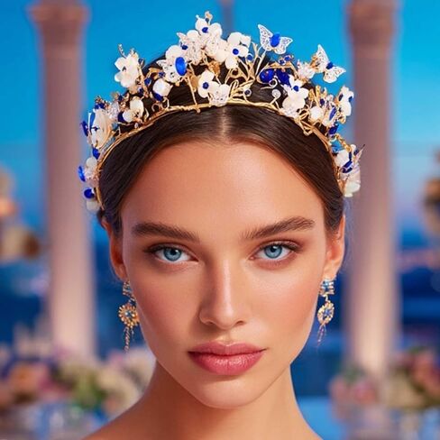 Kilshye Queen Crown Gold Tiaras and Crowns Butterfly Rhinestone Tiara Vintage Bridal Wedding Crown Assume Prom Prompiece للنساء والبنات in Kuwait