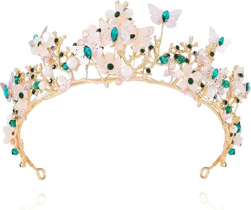 Kilshye Queen Crown Gold Tiaras and Crowns Butterfly Rhinestone Tiara Vintage Bridal Wedding Crown Assume Prom Prompiece للنساء والبنات in Kuwait