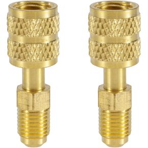 2pcs R410A Adapter for Mini Split System, 5/16" SAE Female to 1/4" SAE Male Flare Charging Vacuum Port Adapter Straight Adapters Fitting for HVAC Air Conditioner Refrigeration in Kuwait