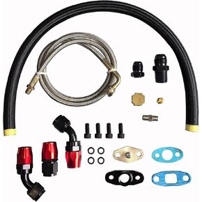 Turbocharger Turbo Charger Oil Feed and Drain Return Line Kit لـ T3 T4 GT35 T70 T66 T61 T60 T04E T04 GT32 GT40 GT42 in Kuwait