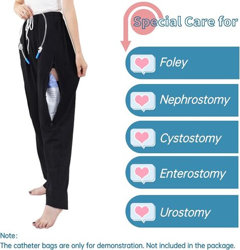 Catheter Leg Bag Pants for Men/Women, Urine Bag Holder Pants with Double Zippered Pockets, Catheter Supplies Holding 2x2000ml Catheter Bag for Nephrostomy, Foley, Cystostomy, Urostomy (XXL, Grey) in Saudi Arabia