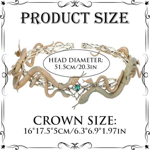 Medusa Headpiece for Women - 7.8" Retro Snake Thorn Headdress for Greek Goddess, Circlet for Renfaire Halloween in Saudi Arabia