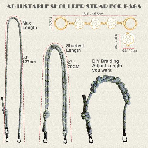 محفظة أحزمة استبدال Crossbody ، حبل Paracord حبل محفظة منسوجة مع سلسلة موسع حقيبة الذهب لبطولة Long Champ Mini Handbag حقيبة قابلة للتعديل للنساء ، المراهقين （وردي عميق in Saudi Arabia