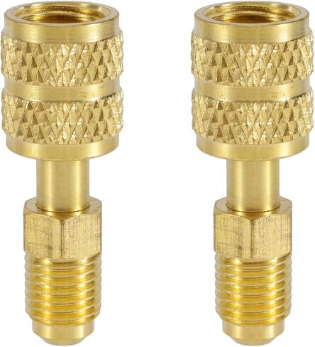2PCS R410A محول لنظام الانقسام المصغرة ، 5/16 "SAE أنثى إلى 1/4" SAE الذكور شحن محول منفذ الفراغ محول مستقيم مناسبة لتبريد مكيف الهواء HVAC in Kuwait