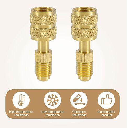2PCS R410A محول لنظام الانقسام المصغرة ، 5/16 "SAE أنثى إلى 1/4" SAE الذكور شحن محول منفذ الفراغ محول مستقيم مناسبة لتبريد مكيف الهواء HVAC in Kuwait