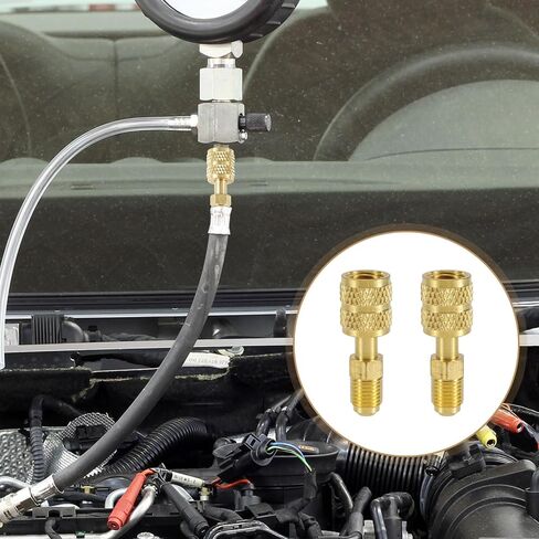 2PCS R410A محول لنظام الانقسام المصغرة ، 5/16 "SAE أنثى إلى 1/4" SAE الذكور شحن محول منفذ الفراغ محول مستقيم مناسبة لتبريد مكيف الهواء HVAC in Kuwait