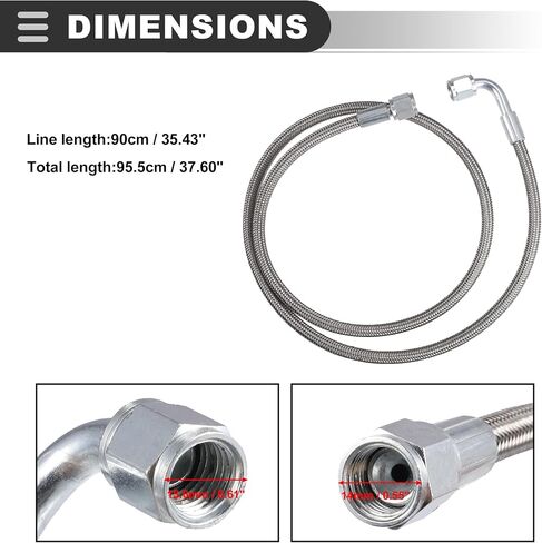 Motoforti Universal Turbo Oil Feed Line, Stainless Steel PE, Silver Tone, 1 Set in Saudi Arabia