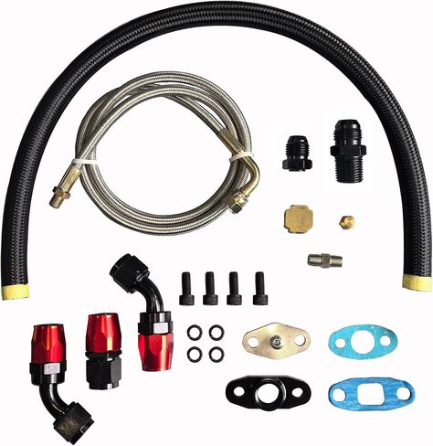 Turbocharger Turbo Charger Oil Feed and Drain Return Line Kit لـ T3 T4 GT35 T70 T66 T61 T60 T04E T04 GT32 GT40 GT42 in Kuwait