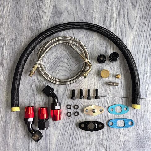 Turbocharger Turbo Charger Oil Feed and Drain Return Line Kit لـ T3 T4 GT35 T70 T66 T61 T60 T04E T04 GT32 GT40 GT42 in Kuwait