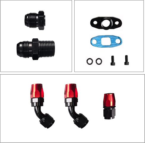 Turbocharger Turbo Charger Oil Feed and Drain Return Line Kit لـ T3 T4 GT35 T70 T66 T61 T60 T04E T04 GT32 GT40 GT42 in Kuwait