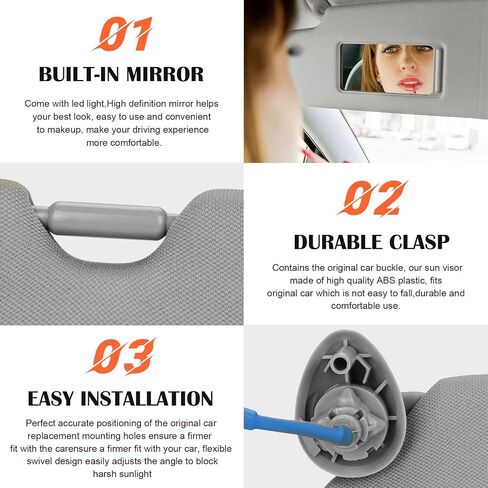 Gray Driver Left Side Sun Visor Replacement Compatible with 2008 2009 2010 2011 2012 Honda Accord Replace 83280TA0A91ZB in Saudi Arabia