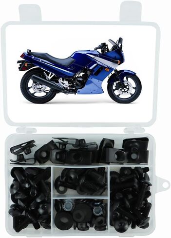 Xitomer Compatible with NINJA250R 2004 2005 2006 2007 NINJA 250R Motorcycle Fairing Bolts Kits Mounting Kits Washers Nuts Clips Grommets (Black) in Saudi Arabia