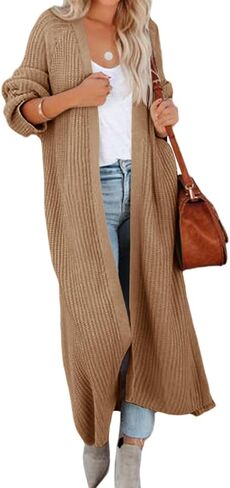 Women's Oversized Long Cardigan Sweaters Long Sleeve Split Open Front Drape Knit Duster Coat in Kuwait