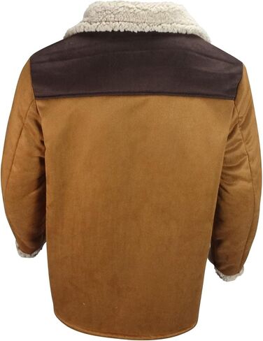 Muscularfit Faux Leather Long Trench Coats Men Vintage Suede Jacket Plush Collar Coats Zip Up Sherpa Motorcycle Jacket Coats in Kuwait