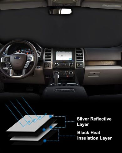 مظلة للزجاج الأمامي متوافقة مع ملحقات GMC (2019-2024) Sierra 1500 2500 3500 SLT وAT4 وDenali Pickup - واقي شمسي أمامي قابل للطي بطبقة مزدوجة 210T in Saudi Arabia