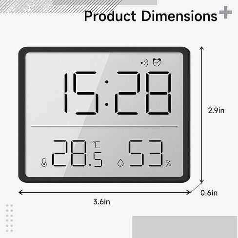 Temperature And Humidity Monitor, Small Digital Wall Clock, Portable Battery-Powered, Ultra Thin Design With Lcd Display, Multi-Functional Alarm in Saudi Arabia