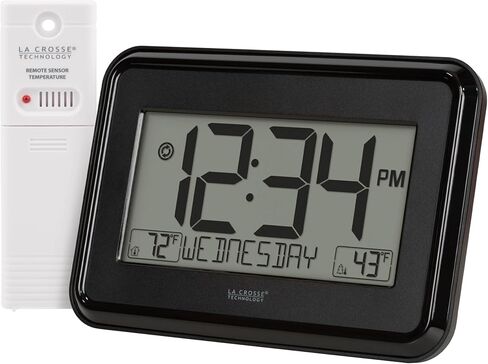 La Crosse Technology 513-1412 Black Digital Wall Clock with Indoor & Outdoor Temperature in Saudi Arabia