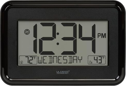 La Crosse Technology 513-1412 Black Digital Wall Clock with Indoor & Outdoor Temperature in Saudi Arabia