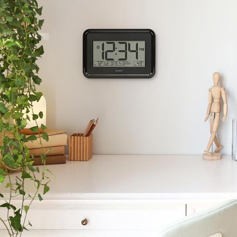 La Crosse Technology 513-1412 Black Digital Wall Clock with Indoor & Outdoor Temperature in Saudi Arabia
