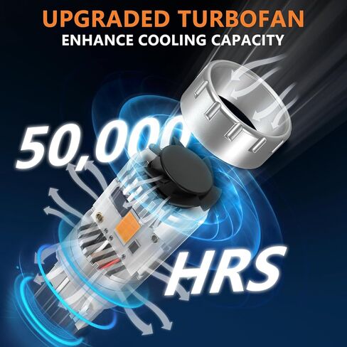 Canbus 3156 3157 LED مصابيح LED مع مقاوم في المقاوم وتوربو مروحة ، مضاد لمكافحة خطأ فلاش خالٍ من المصابيح الخالية من الضوء العكسي لضوء الطور النهاري ، ملاءمة CK والمقبس القياسي ، أبيض ، حزمة من 2 in Kuwait