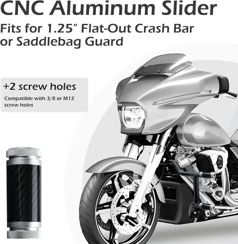 Crash Bar Sliders CNC Carbon Fiber 1.25" Decorative Wheels Rotatable End Caps for Front Engine Guard Rear Saddlebag Guard (Black) in Saudi Arabia