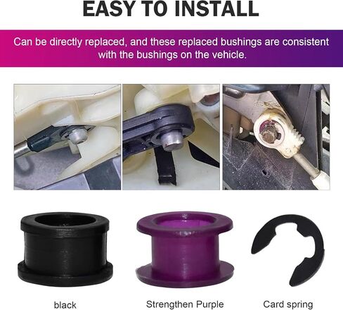 Downhill 2 PCS Transmission Gear Shift Cable Bushing Repair Kit, Transmission Gear Shifter Bushing with 2 Clips, Compatible with Corolla Matrix 2003-2008 33820-02370B (Black & Purple) in Saudi Arabia