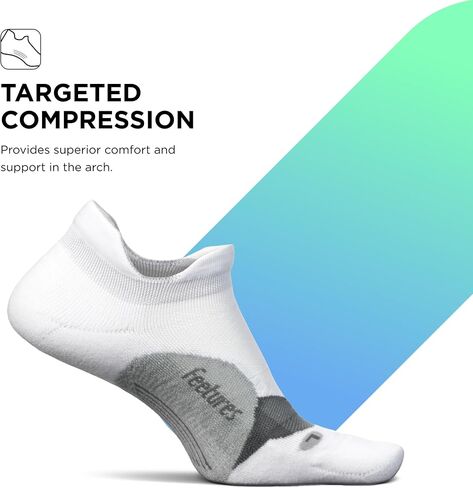Feetures Elite Light Cushion No Show Tab Ankle Socks - Sport Sock with Targeted Compression - Frosty Blue, M (1 Pair) in Saudi Arabia