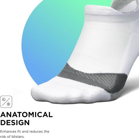 Feetures Elite Light Cushion No Show Tab Ankle Socks - Sport Sock with Targeted Compression - Frosty Blue, M (1 Pair) in Saudi Arabia