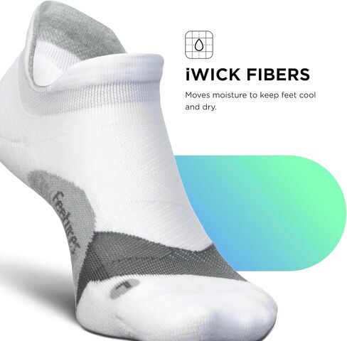 Feetures Elite Light Cushion No Show Tab Ankle Socks - Sport Sock with Targeted Compression - Frosty Blue, M (1 Pair) in Saudi Arabia