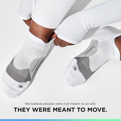 Feetures Elite Light Cushion No Show Tab Ankle Socks - Sport Sock with Targeted Compression - Frosty Blue, M (1 Pair) in Saudi Arabia