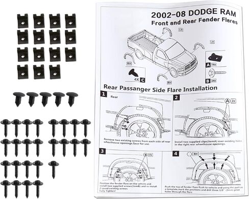 توليف المواصفات 4 PC Front + خلفية OE Fender Fender Flares متوافقة مع 2002-2008 Dodge RAM 1500 ، 2003-2009 RAM 2500 3500 6.5 'Bed in Saudi Arabia