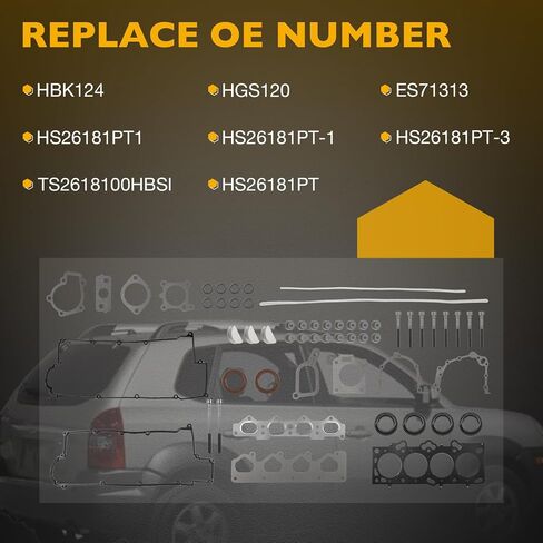2.0L MLS مجموعة حشية الرأس متوافقة مع 2001-2011 HYUNDAI TUCSON TIBURON ELANTRA KIA Soul Spectra Sportage ، مجموعة طوقا رأس الأسطوانة تحل محل# HS26181PT ، ES71313 in Kuwait